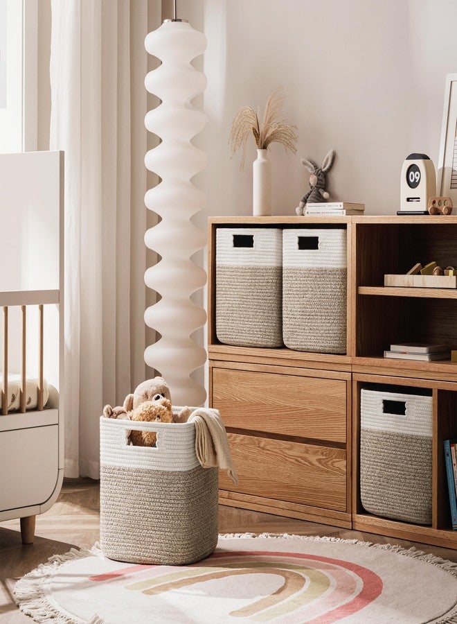 UBBCARE Storage Cubes 11 Inch, Cotton Rope Woven Baskets for Organizing, Cube Storage Bin for Baby Nursery, 2-Pack Square Toy Storage Baskets for Shleves Organizer, Closet, Kidsroom, Brown - Image 5